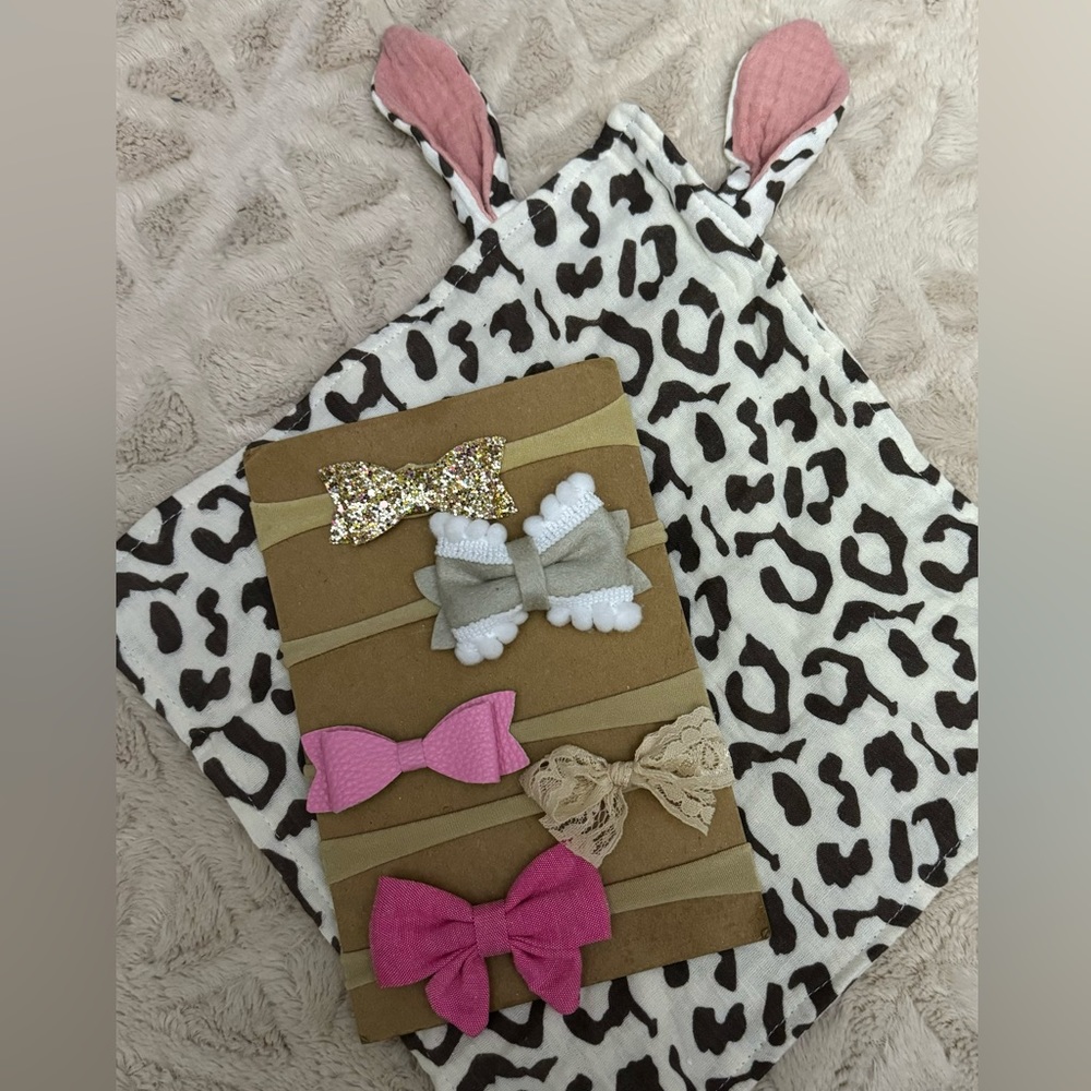 New Baby Girls Lovie and hairbow bundle